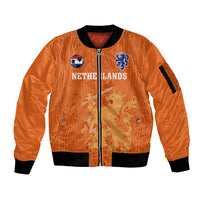 Netherlands Football Sleeve Zip Bomber Jacket Go Oranje 2023 World Cup - Wonder Print Shop