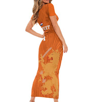 Custom Netherlands Football Short Sleeve Bodycon Dress Go Oranje 2023 World Cup - Wonder Print Shop