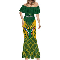 South Africa Rugby Mermaid Dress Go Springboks Kente Pattern With Bokke - Wonder Print Shop