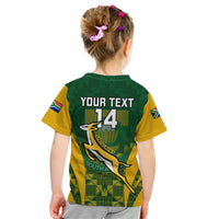 Custom South Africa Rugby Kid T Shirt Go Springboks Kente Pattern With Bokke - Wonder Print Shop