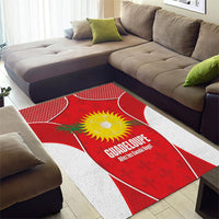 Guadeloupe Football Area Rug Allez Les Gwada Boys Red Color