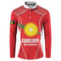 Guadeloupe Football Custom Button Sweatshirt Allez Les Gwada Boys Red Color