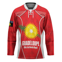 Guadeloupe Football Custom Hockey Jersey Allez Les Gwada Boys Red Color