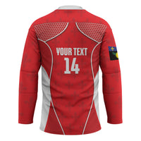 Guadeloupe Football Custom Hockey Jersey Allez Les Gwada Boys Red Color