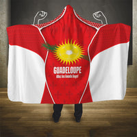 Guadeloupe Football Hooded Blanket Allez Les Gwada Boys Red Color