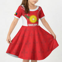 Guadeloupe Football Custom Kid Short Sleeve Dress Allez Les Gwada Boys Red Color