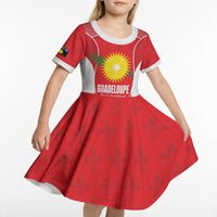 Guadeloupe Football Custom Kid Short Sleeve Dress Allez Les Gwada Boys Red Color