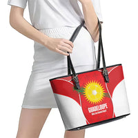 Guadeloupe Football Leather Tote Bag Allez Les Gwada Boys Red Color