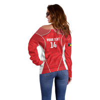 Guadeloupe Football Custom Off Shoulder Sweater Allez Les Gwada Boys Red Color