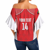 Guadeloupe Football Custom Off Shoulder Wrap Waist Top Allez Les Gwada Boys Red Color