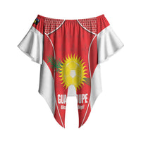 Guadeloupe Football Custom Off Shoulder Wrap Waist Top Allez Les Gwada Boys Red Color