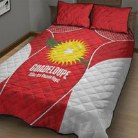 Guadeloupe Football Quilt Bed Set Allez Les Gwada Boys Red Color