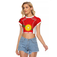 Guadeloupe Football Custom Raglan Cropped T Shirt Allez Les Gwada Boys Red Color