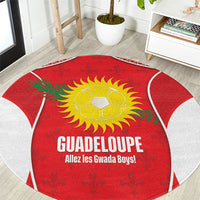 Guadeloupe Football Round Carpet Allez Les Gwada Boys Red Color