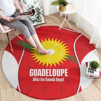Guadeloupe Football Round Carpet Allez Les Gwada Boys Red Color