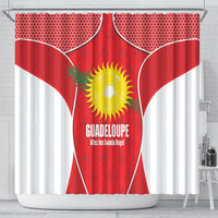 Guadeloupe Football Shower Curtain Allez Les Gwada Boys Red Color