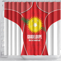 Guadeloupe Football Shower Curtain Allez Les Gwada Boys Red Color