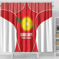 Guadeloupe Football Shower Curtain Allez Les Gwada Boys Red Color