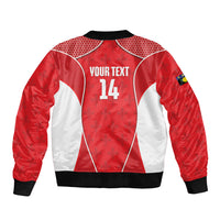 Guadeloupe Football Custom Sleeve Zip Bomber Jacket Allez Les Gwada Boys Red Color