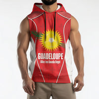 Guadeloupe Football Custom Sleeveless Hoodie Allez Les Gwada Boys Red Color