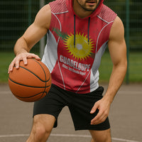 Guadeloupe Football Custom Sleeveless Hoodie Allez Les Gwada Boys Red Color