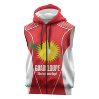 Guadeloupe Football Custom Sleeveless Zip Hoodie Allez Les Gwada Boys Red Color