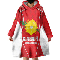 Guadeloupe Football Custom Wearable Blanket Hoodie Allez Les Gwada Boys Red Color