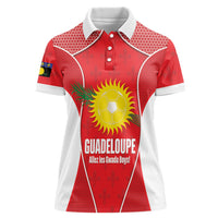 Guadeloupe Football Custom Women Polo Shirt Allez Les Gwada Boys Red Color
