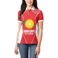 Guadeloupe Football Custom Women Polo Shirt Allez Les Gwada Boys Red Color