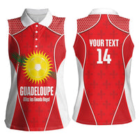 Guadeloupe Football Custom Women Sleeveless Polo Shirt Allez Les Gwada Boys Red Color