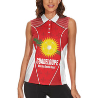 Guadeloupe Football Custom Women Sleeveless Polo Shirt Allez Les Gwada Boys Red Color
