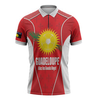 Guadeloupe Football Custom Zipper Polo Shirt Allez Les Gwada Boys Red Color