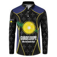 Guadeloupe Football Custom Button Sweatshirt Allez Les Gwada Boys Flag Color
