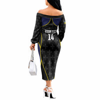 Guadeloupe Football Custom Off The Shoulder Long Sleeve Dress Allez Les Gwada Boys Flag Color