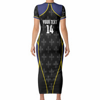 Guadeloupe Football Custom Short Sleeve Bodycon Dress Allez Les Gwada Boys Flag Color