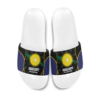 Guadeloupe Football Slide Sandals Allez Les Gwada Boys Flag Color