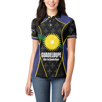 Guadeloupe Football Custom Women Polo Shirt Allez Les Gwada Boys Flag Color