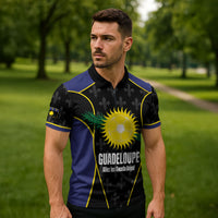 Guadeloupe Football Custom Zipper Polo Shirt Allez Les Gwada Boys Flag Color