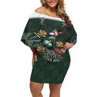 South Africa Rugby Off Shoulder Short Dress Springboks 4th Champions World Cup Proud Bokke - Wonder Print Shop
