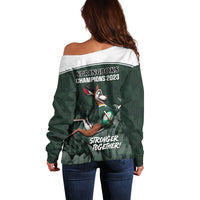 South Africa Rugby Off Shoulder Sweater Springboks 4th Champions World Cup Proud Bokke - Wonder Print Shop