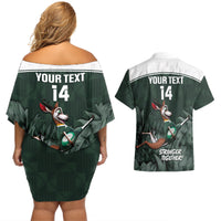 Custom South Africa Rugby Couples Matching Off Shoulder Short Dress and Hawaiian Shirt Springboks 4th Champions World Cup Proud Bokke - Wonder Print Shop