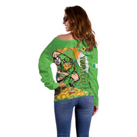 Personalised Ireland Rugby 2025 Off Shoulder Sweater Irish Leprechaun Saint Patrick's Day - Wonder Print Shop