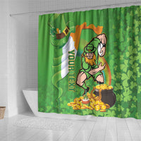 Personalised Ireland Rugby 2025 Shower Curtain Irish Leprechaun Saint Patrick's Day - Wonder Print Shop
