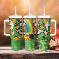 Personalised Ireland Rugby 2025 Tumbler With Handle Irish Leprechaun Saint Patrick's Day - Wonder Print Shop