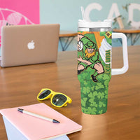 Personalised Ireland Rugby 2025 Tumbler With Handle Irish Leprechaun Saint Patrick's Day - Wonder Print Shop