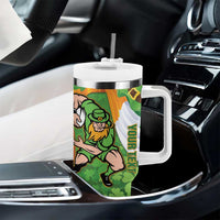 Personalised Ireland Rugby 2025 Tumbler With Handle Irish Leprechaun Saint Patrick's Day - Wonder Print Shop
