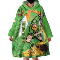 Personalised Ireland Rugby 2025 Wearable Blanket Hoodie Irish Leprechaun Saint Patrick's Day - Wonder Print Shop