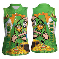 Personalised Ireland Rugby 2025 Women Sleeveless Polo Shirt Irish Leprechaun Saint Patrick's Day - Wonder Print Shop