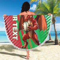 Custom Wales Rugby 2025 Beach Blanket Go Welsh Dragon Sporty Style