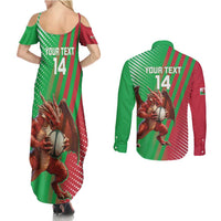 Custom Wales Rugby 2025 Couples Matching Summer Maxi Dress and Long Sleeve Button Shirt Go Welsh Dragon Sporty Style
